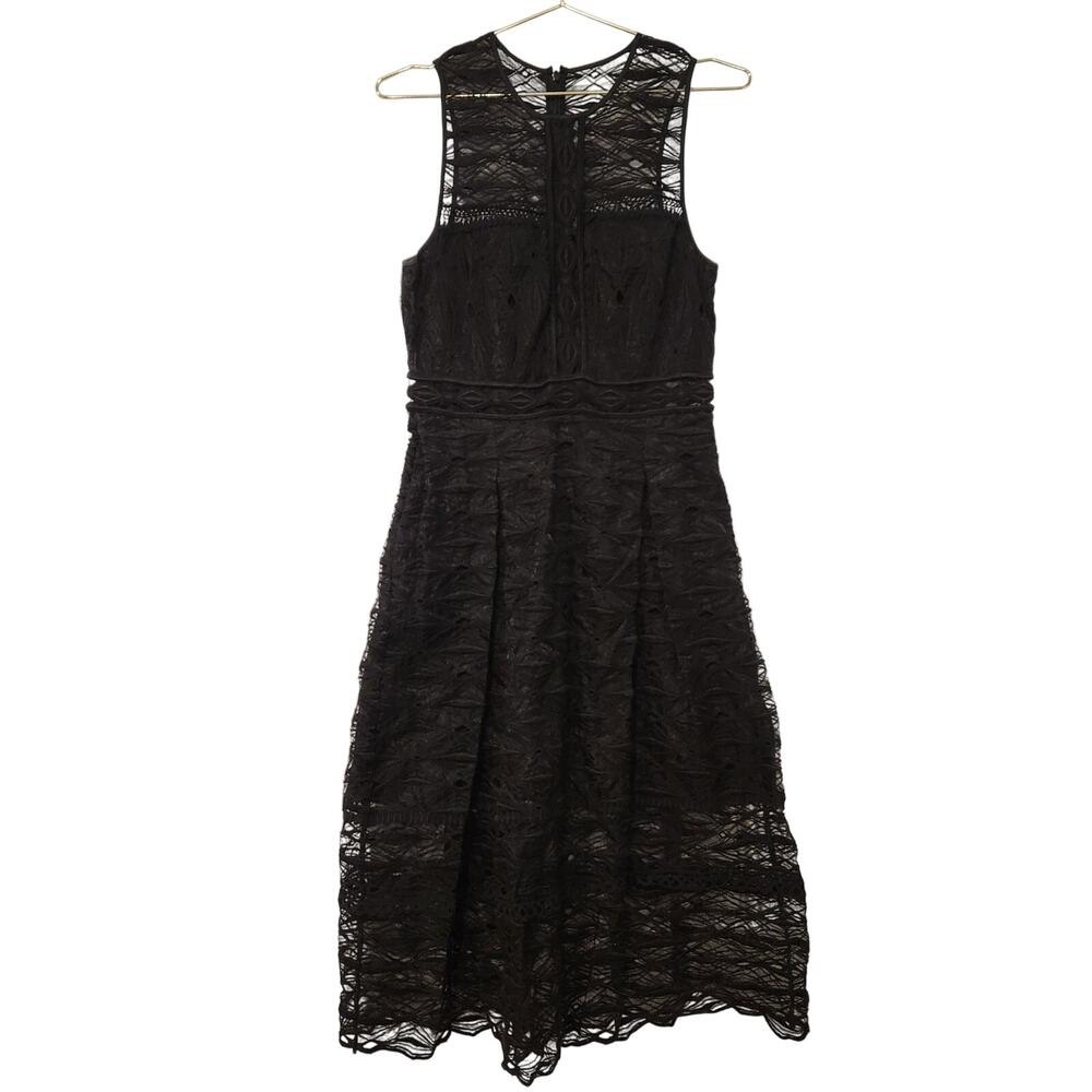 Jonathan Simkhai black pleated crochet midi dress size 6 - Picture 2 of 9